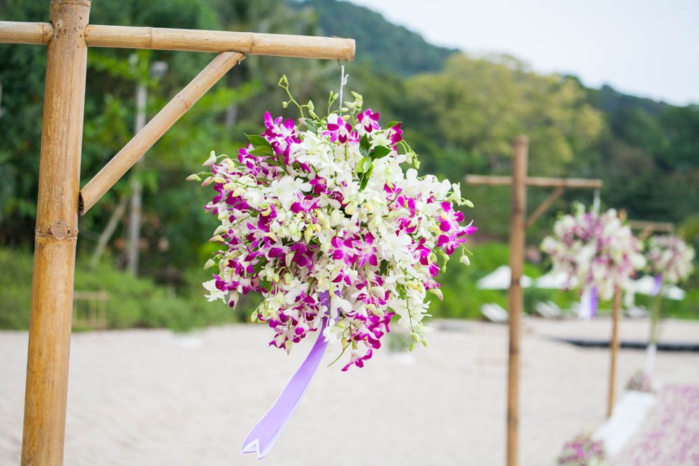 Beautiful Orchid decorated wedding venue in Thailand is beautiful and impress the guests at the event.