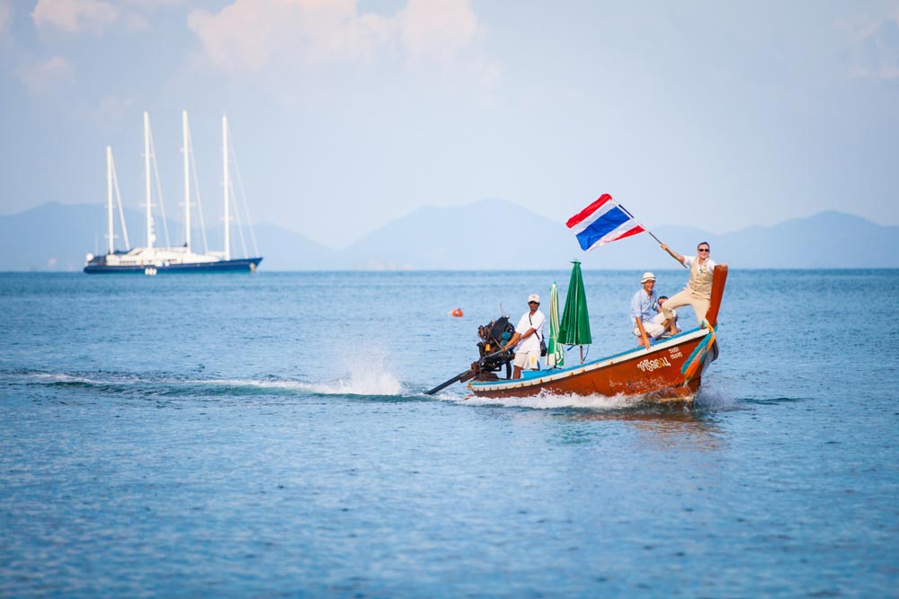 Long tail boat with BIG surprise in wedding at Phuket Thailand