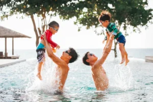 Family on holiday in thailand of Joyce at SAVA Villa , Natai Beach